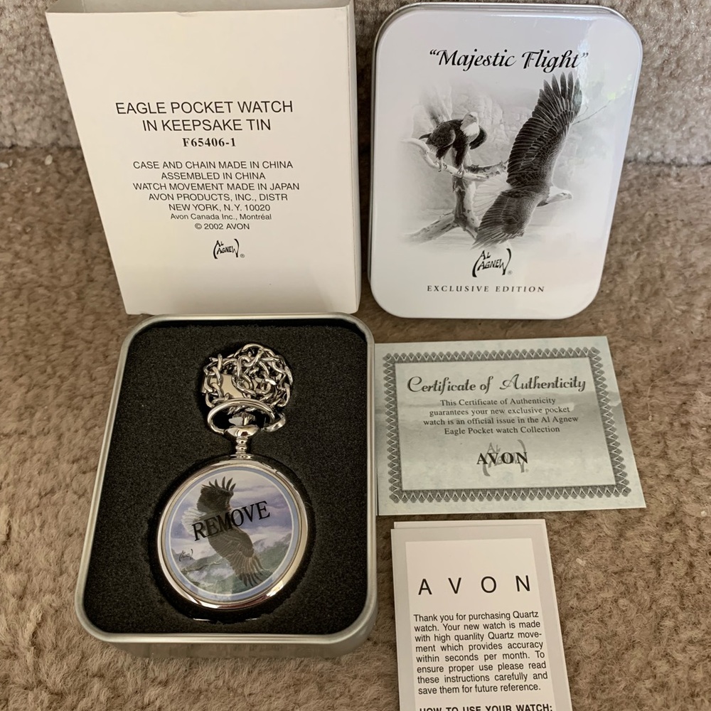 Avon Majestic Flight Silver Pocket Watch